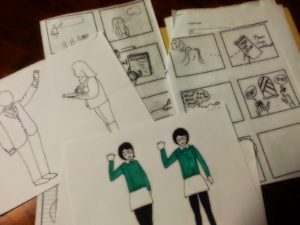 Storyboarding sketches for coursevideo