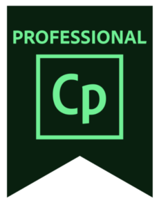 Adobe Certified Professional: Adobe Captivate badge in green and black 