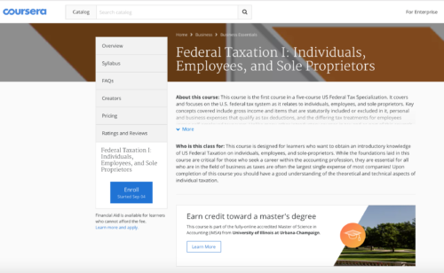 University of Illinois Federal Taxation I coursefront
