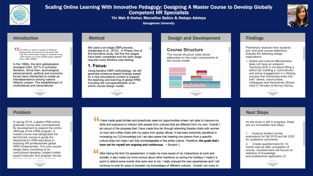 Research Poster for AECT 2020 Conference: Scaling Online Learning with Innovative Pedagogy