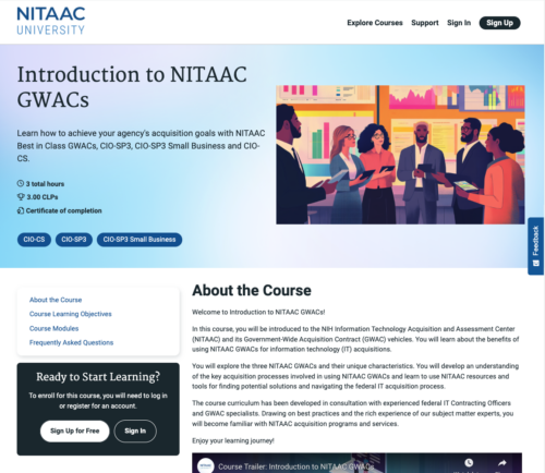 Introduction to NITAAC GWACs public catalog page