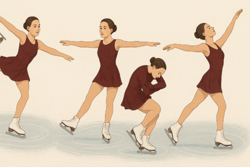 Female skater in 4 poses.
