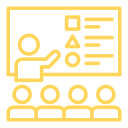 Instructor teaching to a group of learners