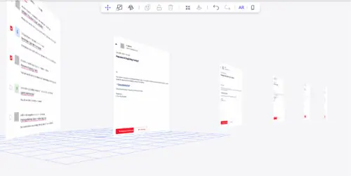 Inbox and Emails anchored in 3D virtual space by AR technology